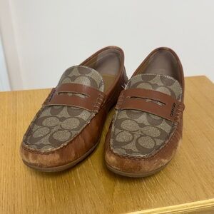 Coach Men's Tan and Brown Patterned Loafers